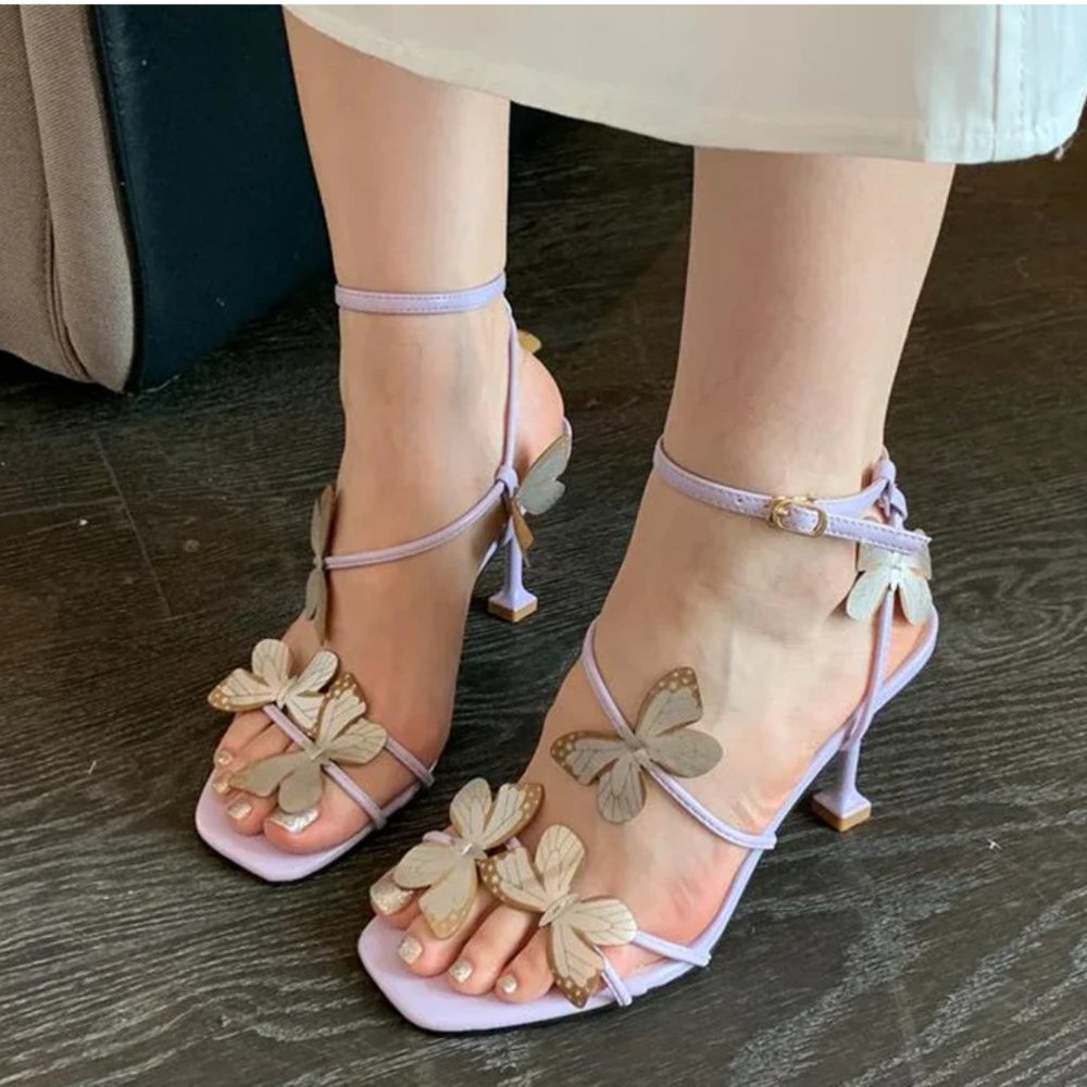 Butterfly Purple High Heeled Sandals